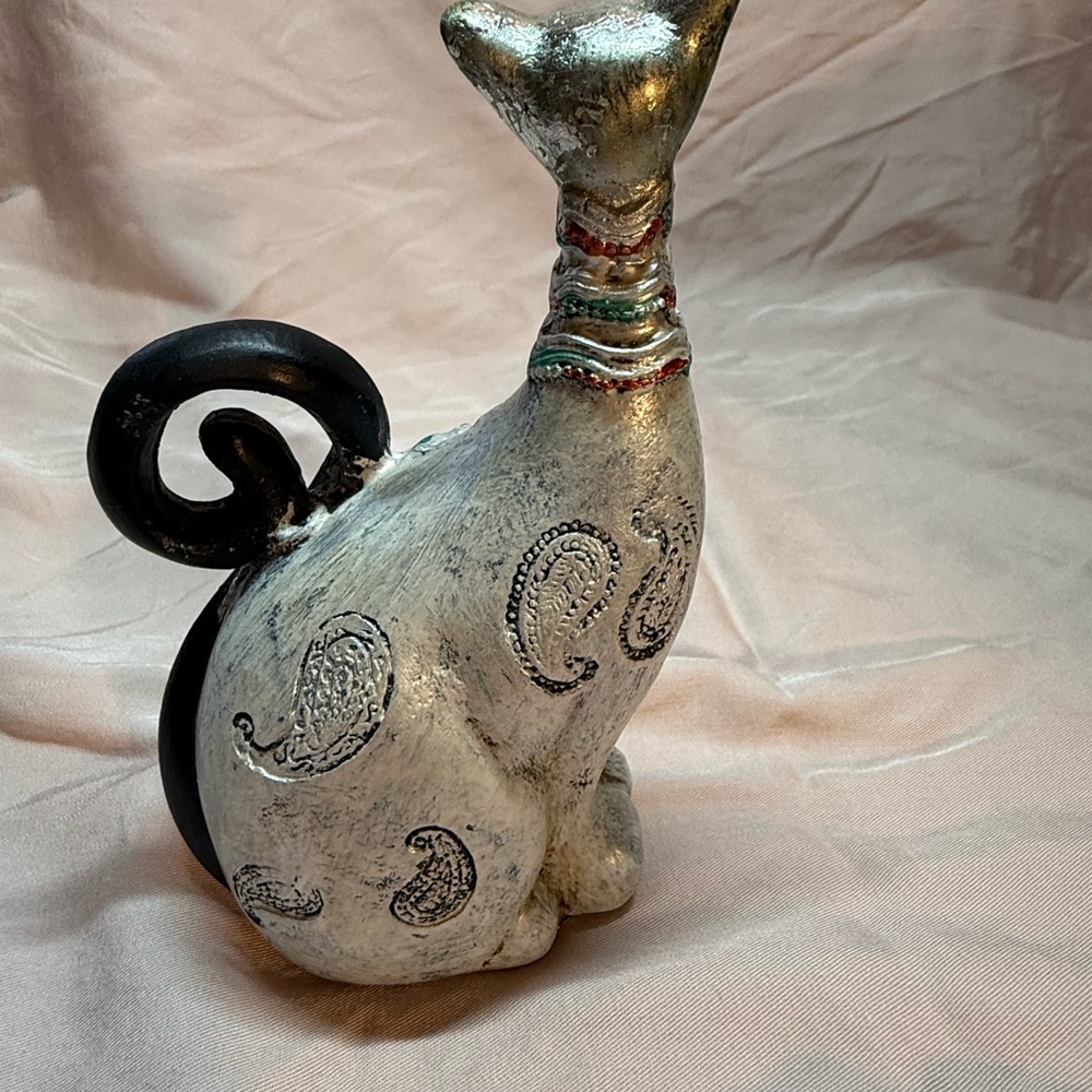 Artistic Silver and Black Cat Sculpture - Source Unknown - Picture 3 of 3